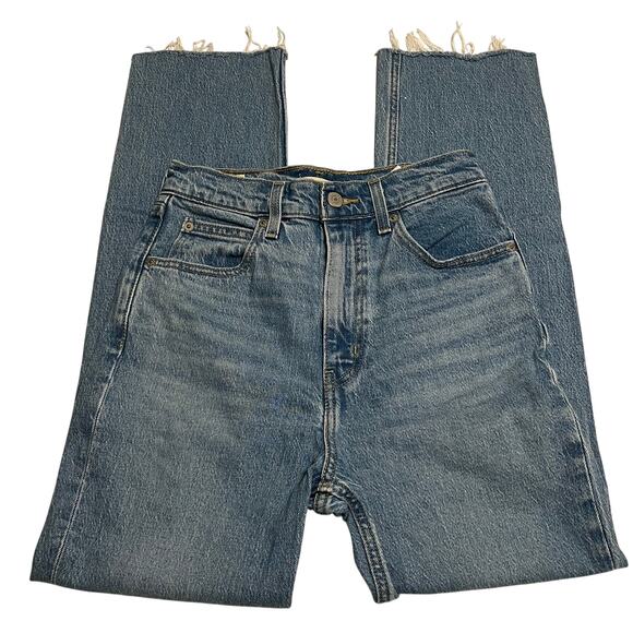 Levis Premium 70s High Rise Slim Straight Womens Jeans Size 25 Short Light Wash - Picture 3 of 15